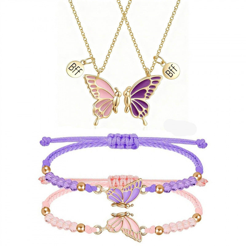 Butterfly Charm Necklace and Bracelet Set Stornfield