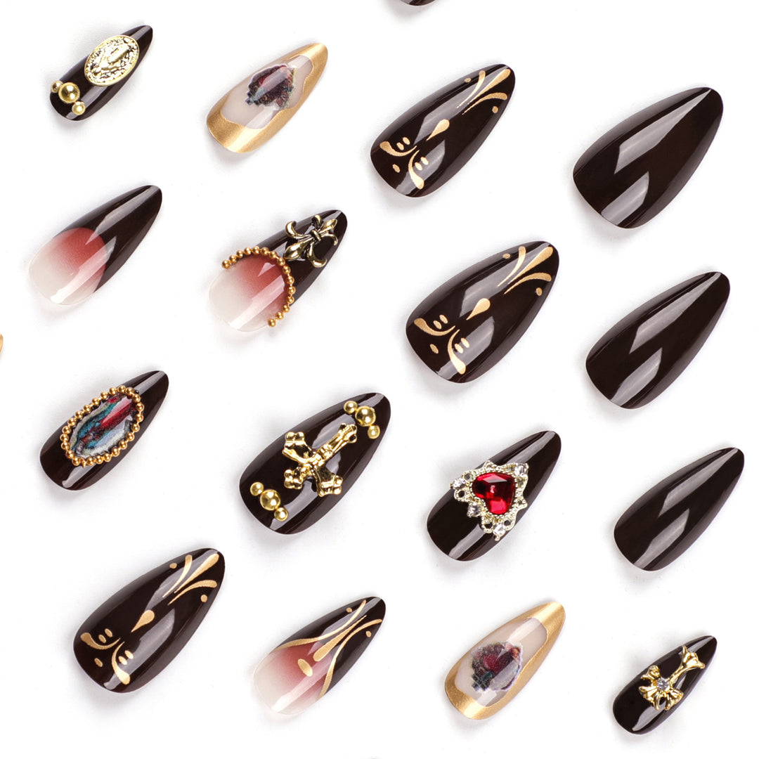 Artistic stiletto nails with detailed embellishments Stornfield