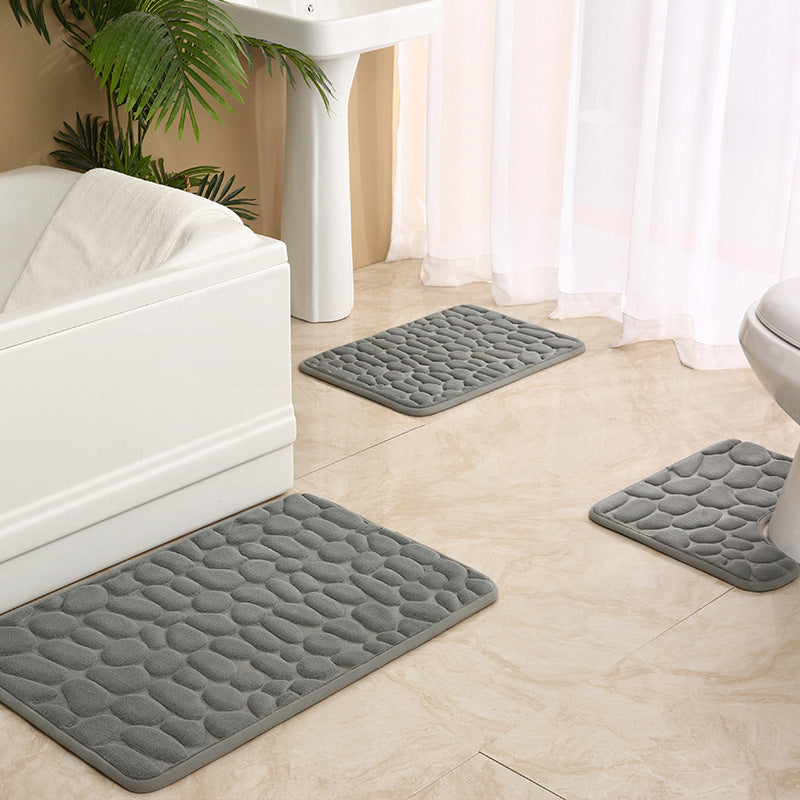 Soft Touch Stone Pattern Bathroom Rug Set Stornfield