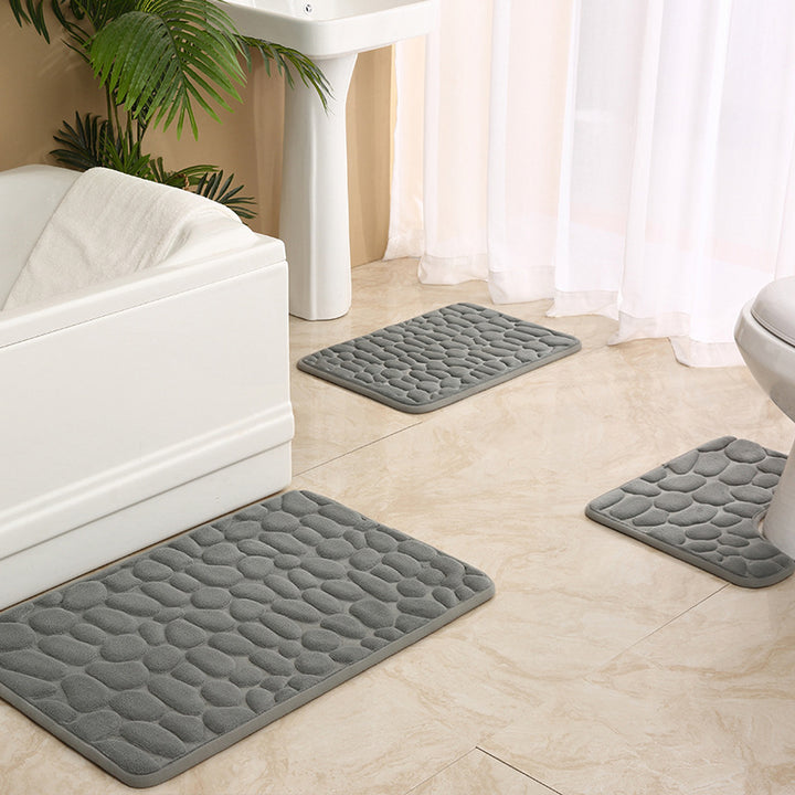 Soft Touch Stone Pattern Bathroom Rug Set Stornfield