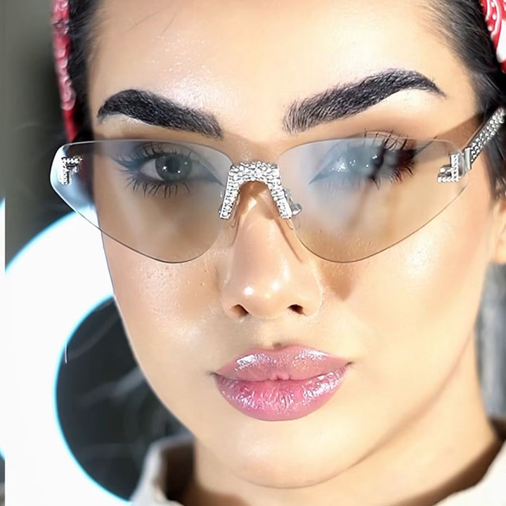 Women Designer Cat Eye Sunglasses with Sparkling Rhinestone Embellishment Stornfield