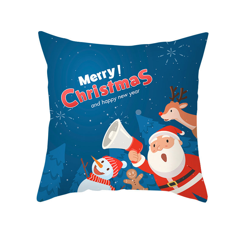 Festive Christmas Decorative Throw Pillow Cover with Holiday Gift and Snowflake Print