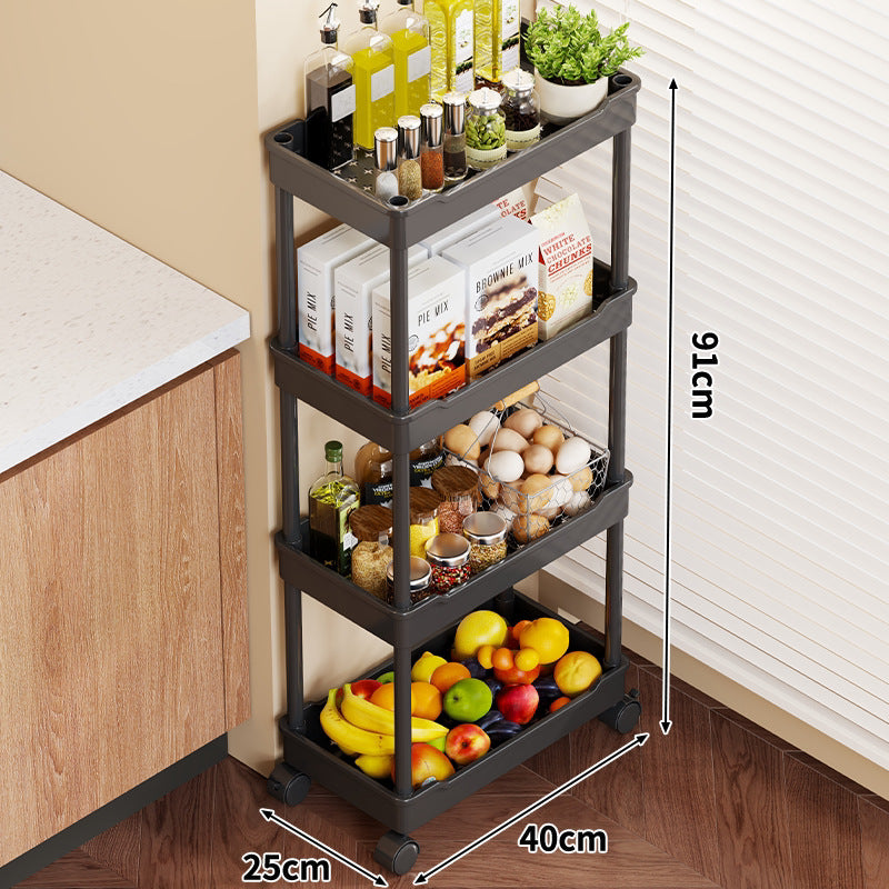 5-Tier Rolling Kitchen Storage Cart with Deep Plastic Baskets and Locking Casters