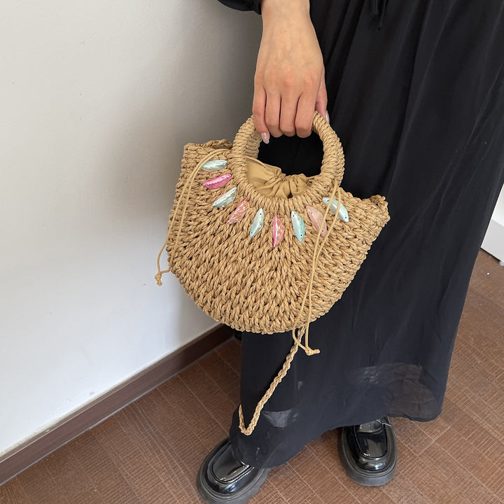 Fashionable straw bag with pearl embellishments Stornfield