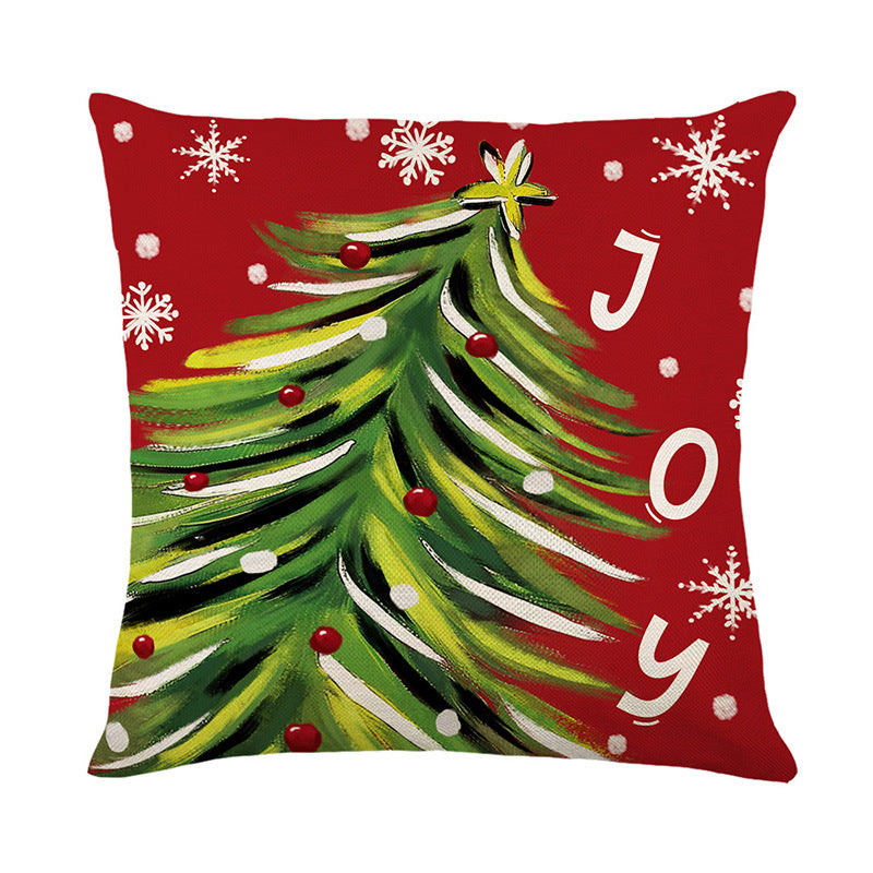 Festive Buffalo-Check Santa Portrait Decorative Cushion Cover with Concealed Zipper