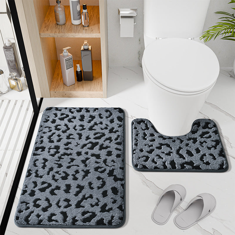 Luxurious Soft Leopard Print Bath Mat Set