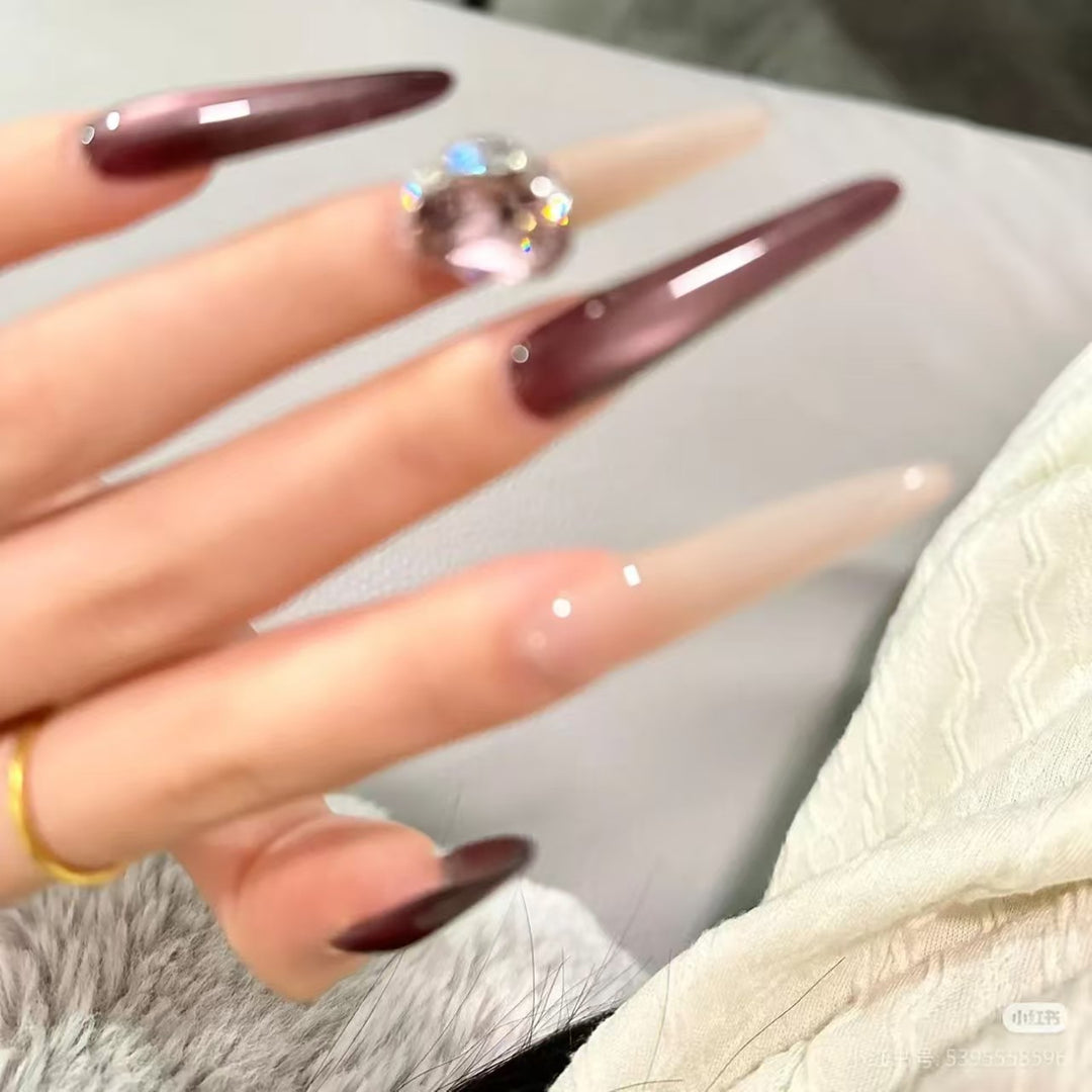 Crystal-Accented Stiletto Nail Extensions
