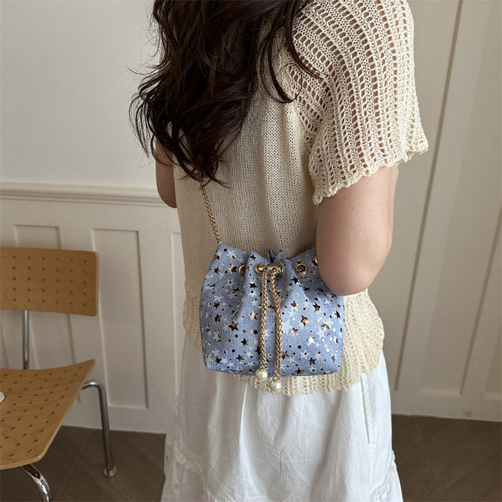 Star-Print Drawstring Handbag