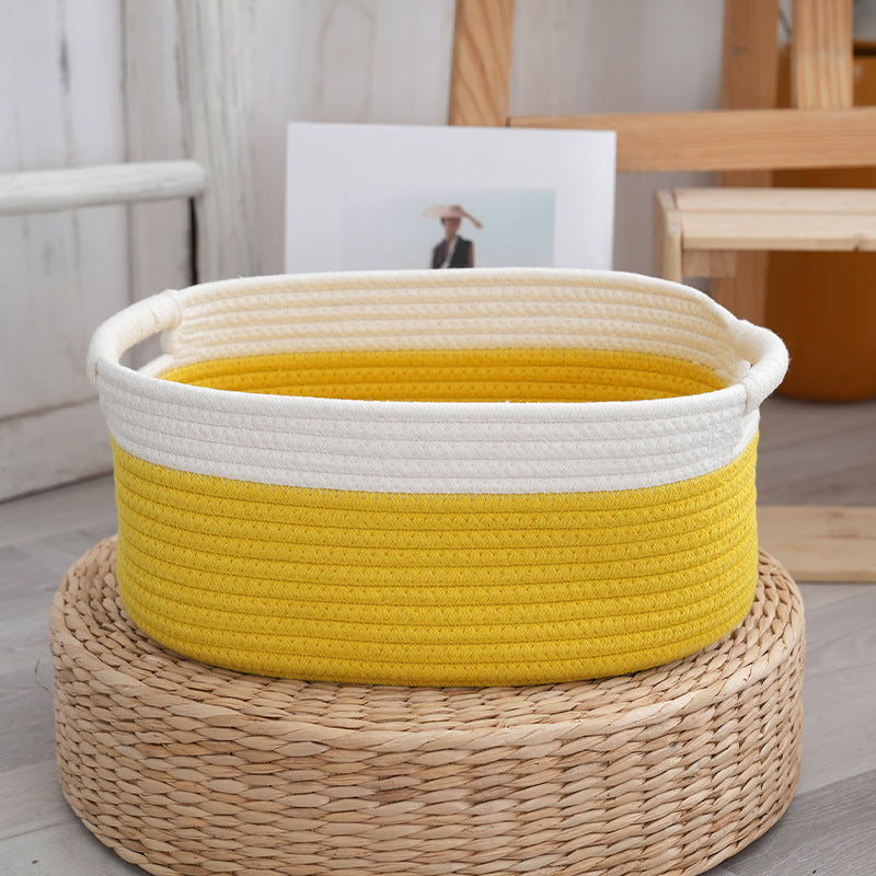 Natural storage basket with ribbons Stornfield