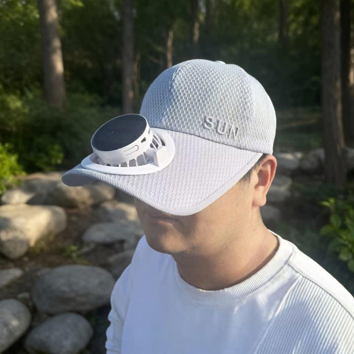 Sun Cap with removable solar fan, breathable mesh and adjustable umbrella Stornfield