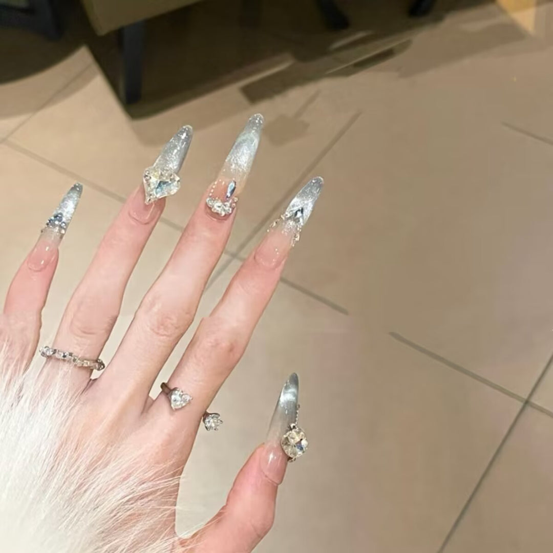 Glamorous Crystal-Studded Stiletto Press-On Nails Stornfield