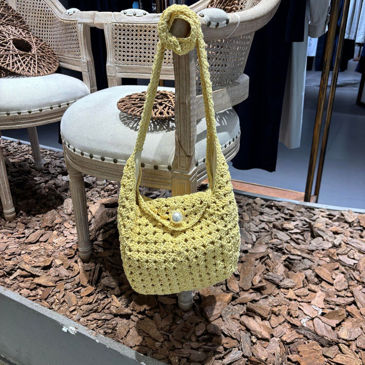 Handmade shoulder bag with bead closure Stornfield