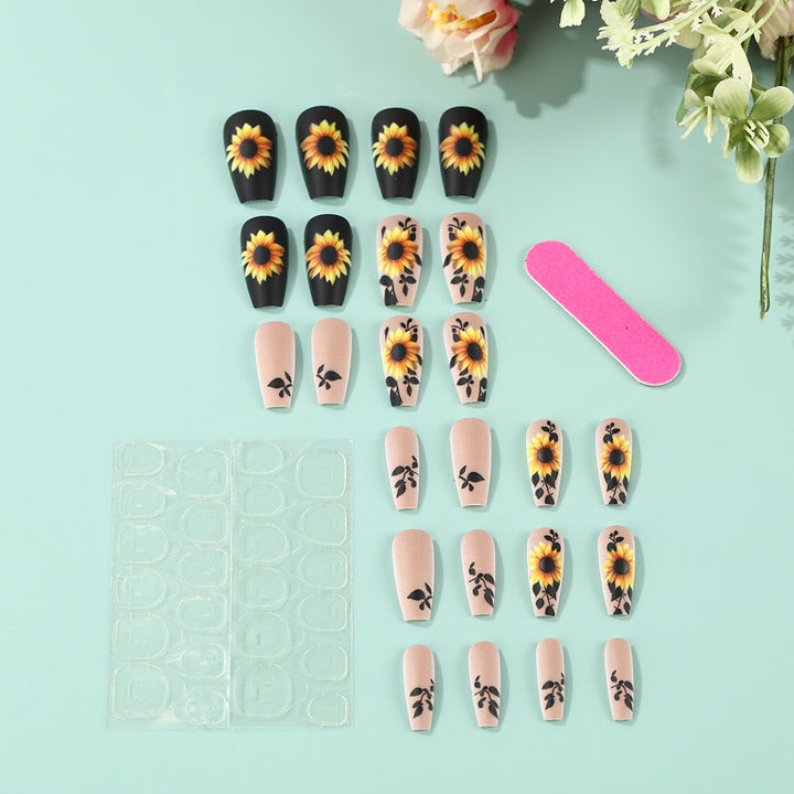Artificial nails with sunflower motif Stornfield