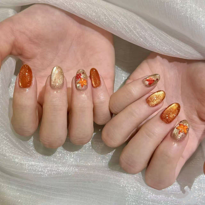 Autumn-Inspired Press-On Nail Art Set