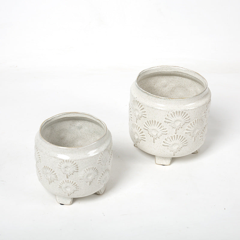 Decorative ceramic flower pot on legs Stornfield