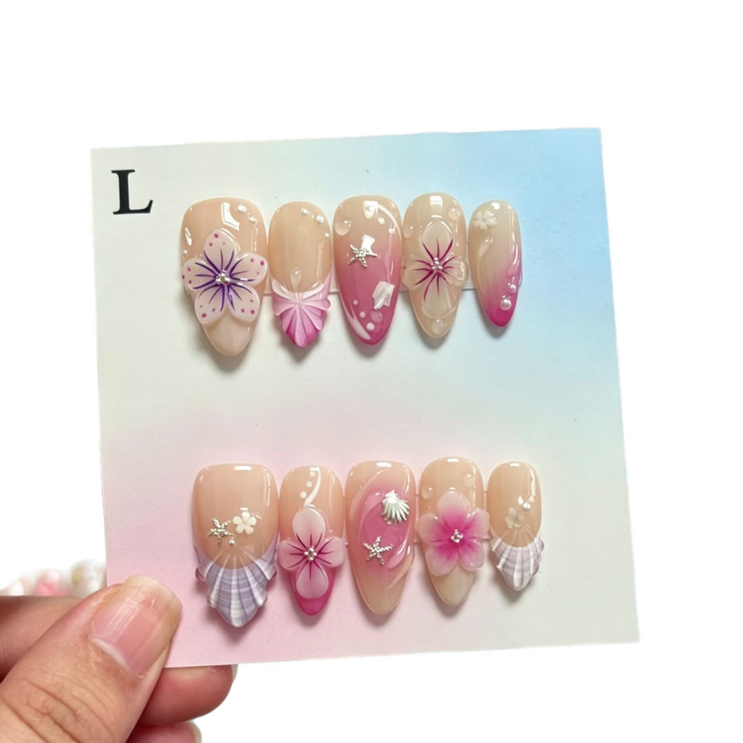 Premium Floral-Themed Press-On Nail Set