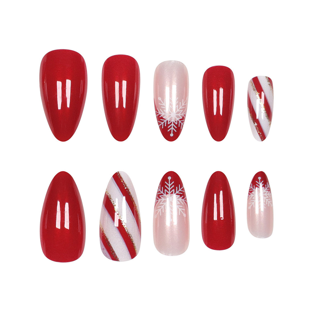 Elegant Holiday-Themed Stiletto Press-On Nails Stornfield