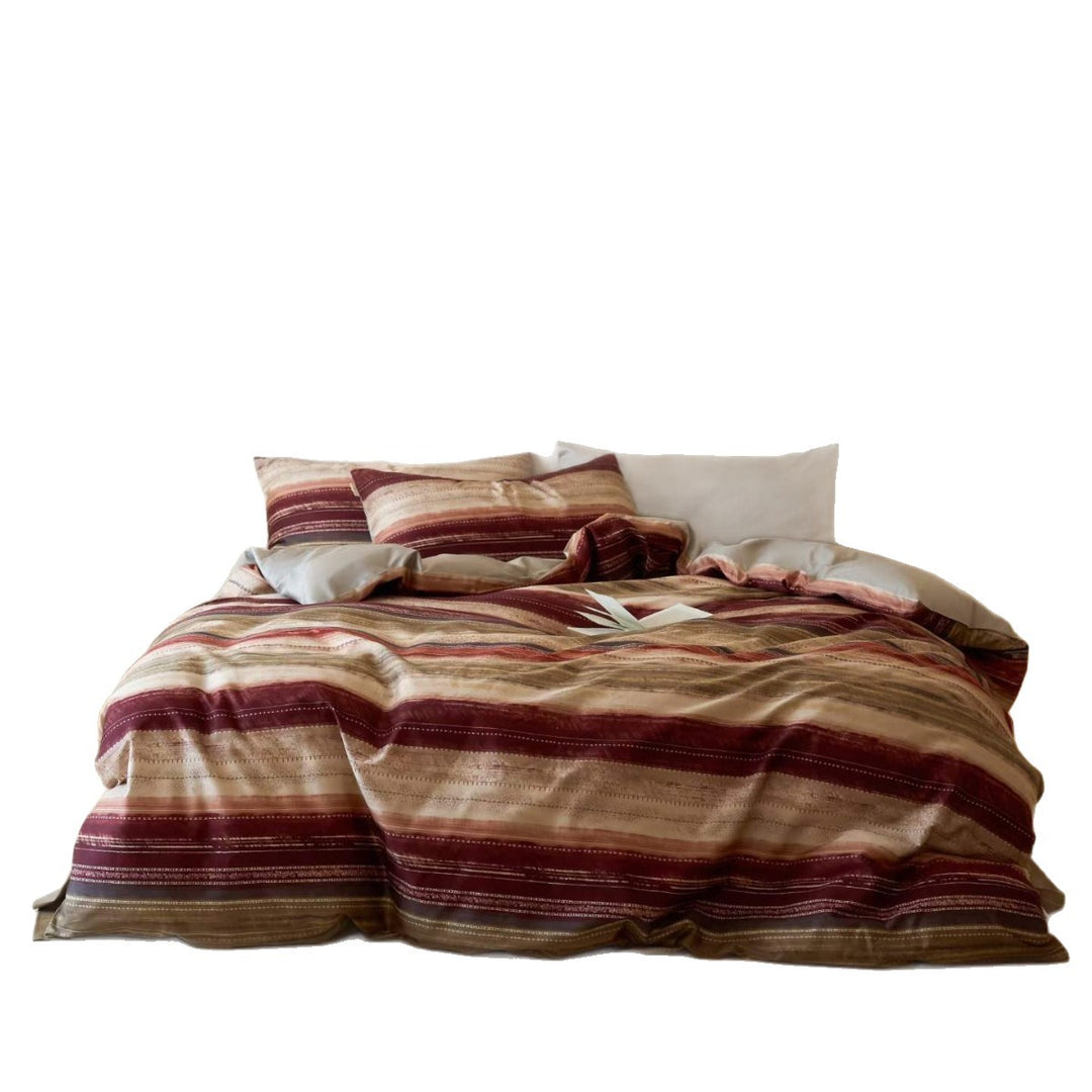 Reversible Striped Comforter Set with Plush Microfiber Fill and Matching Shams