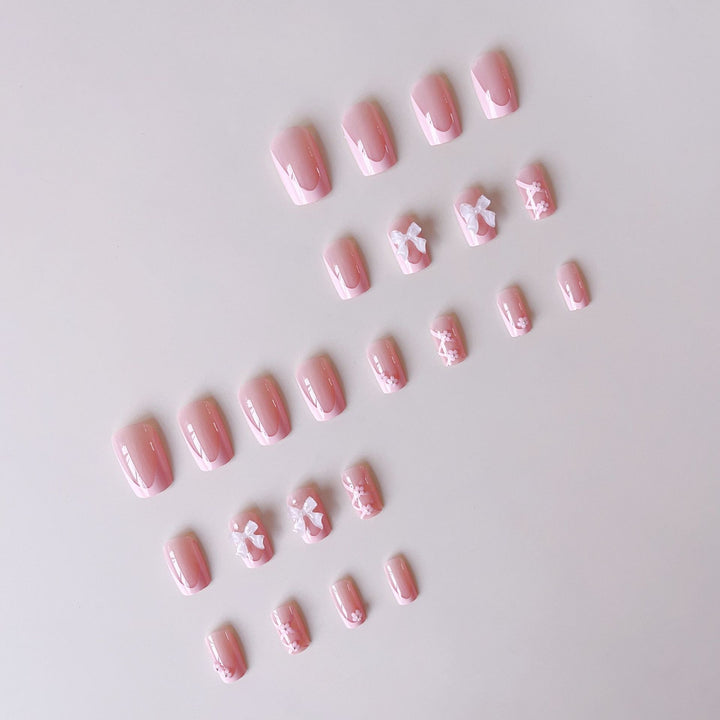 Artificial nail set with filigree 3D flowers and bows Stornfield