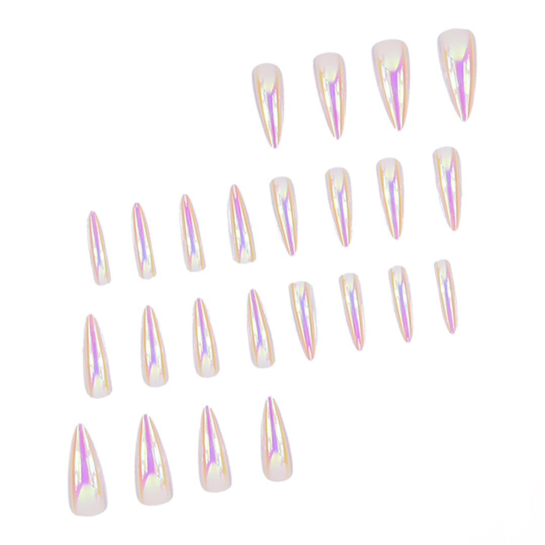 Elegant Stiletto Nail Extensions with Iridescent Finish