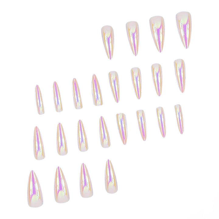 Elegant Stiletto Nail Extensions with Iridescent Finish