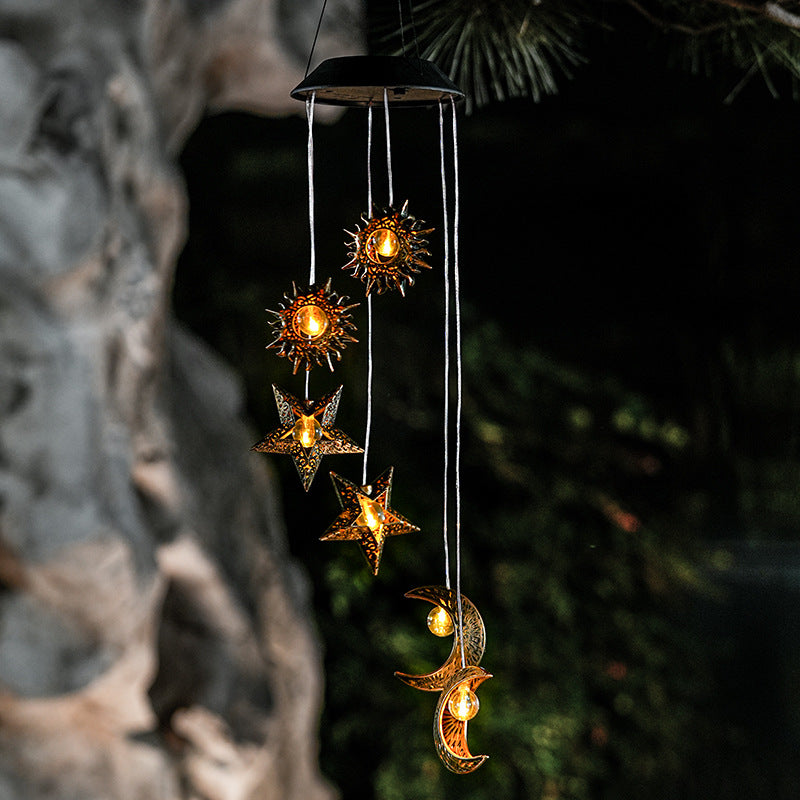 Decorative Hanging Star Wind Chime With Brass Stars And Tubular Aluminum Chimes Stornfield