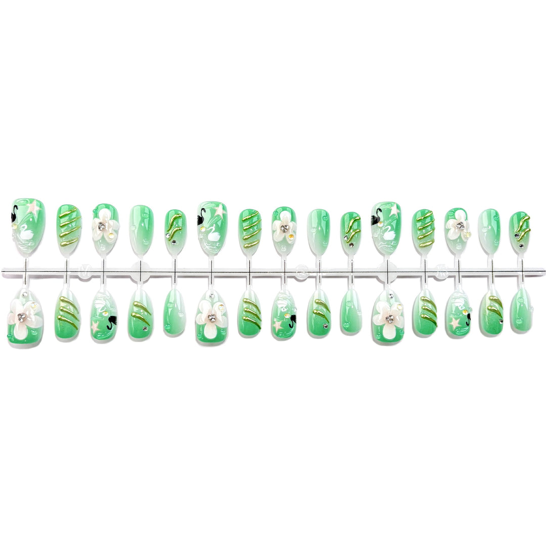 Artistic Floral Press-On Nails Set