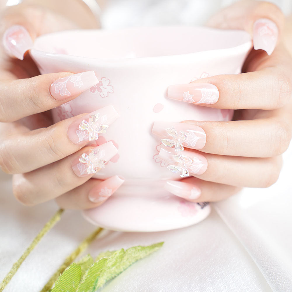 Elegant Floral Press-On Nail Extensions Stornfield