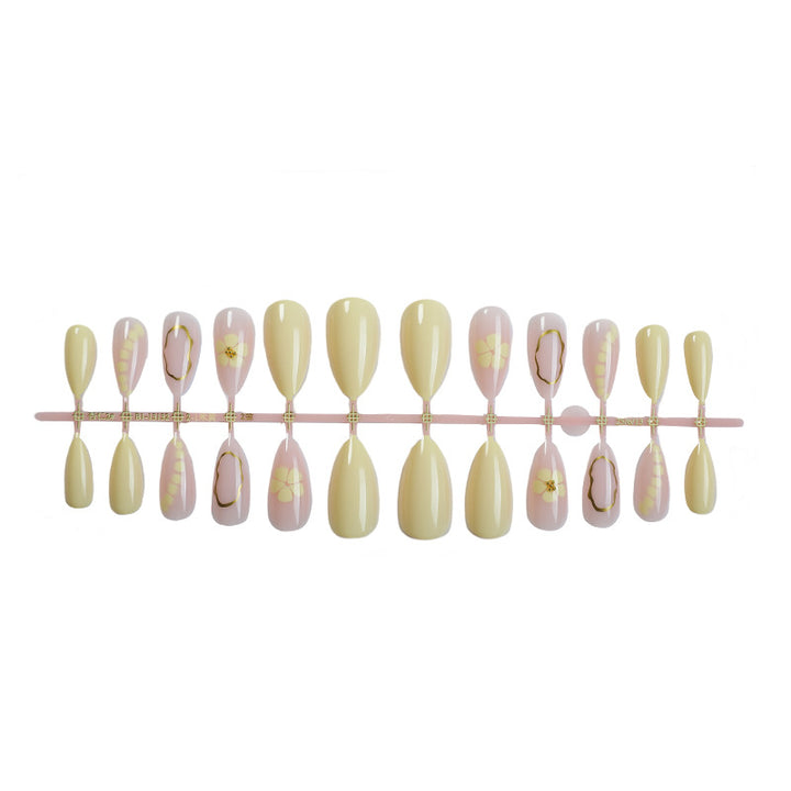 Decorative Press-On Nail Set with Floral and Glossy Design Stornfield