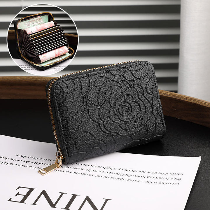 Floral Embossed Zip-Around Wallet