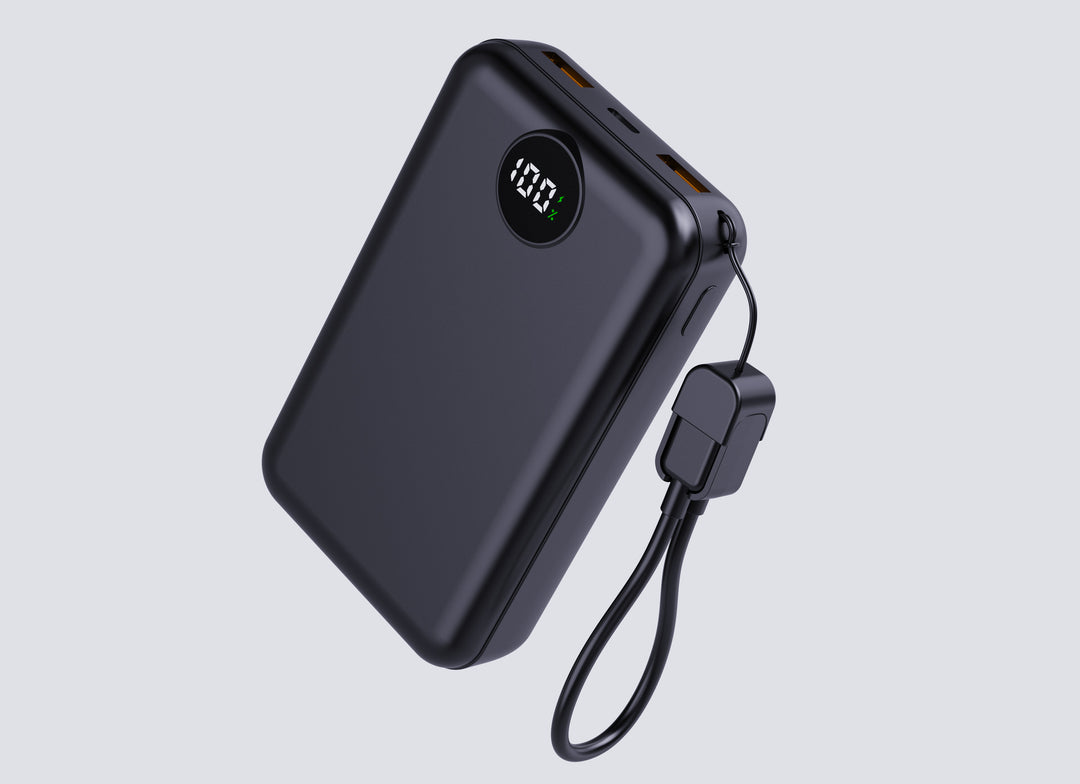 Portable power bank with integrated digital display and intelligent charging function Stornfield