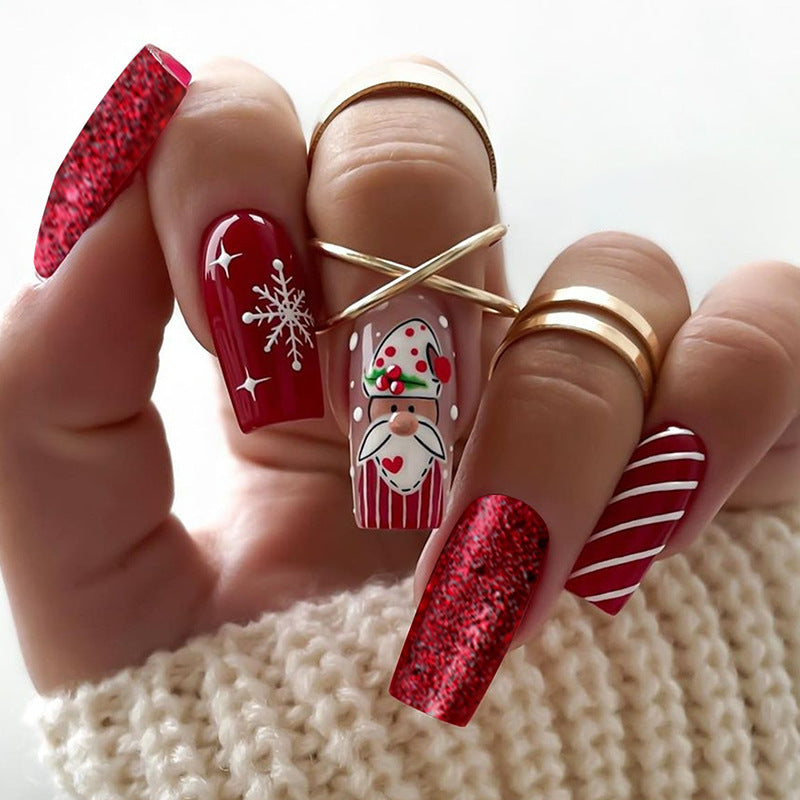 Festive Santa-Themed Press-On Nail Art Set Stornfield
