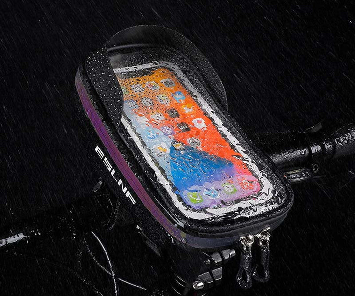 hard shell waterproof handlebar phone bag with touchscreen mount Stornfield