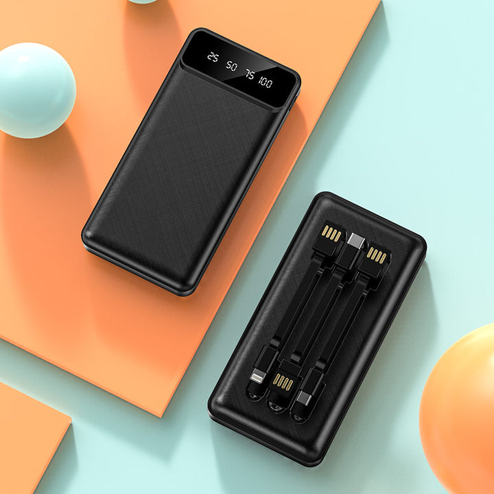 Portable power bank with integrated multi-cable and digital charging display Stornfield