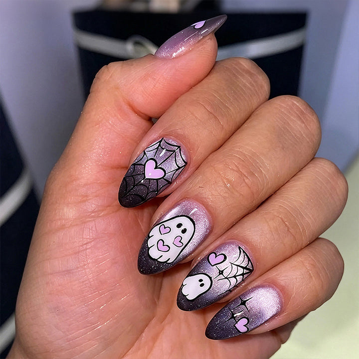 Halloween Artificial Nail Set with Ghost and Spider Designs Stornfield