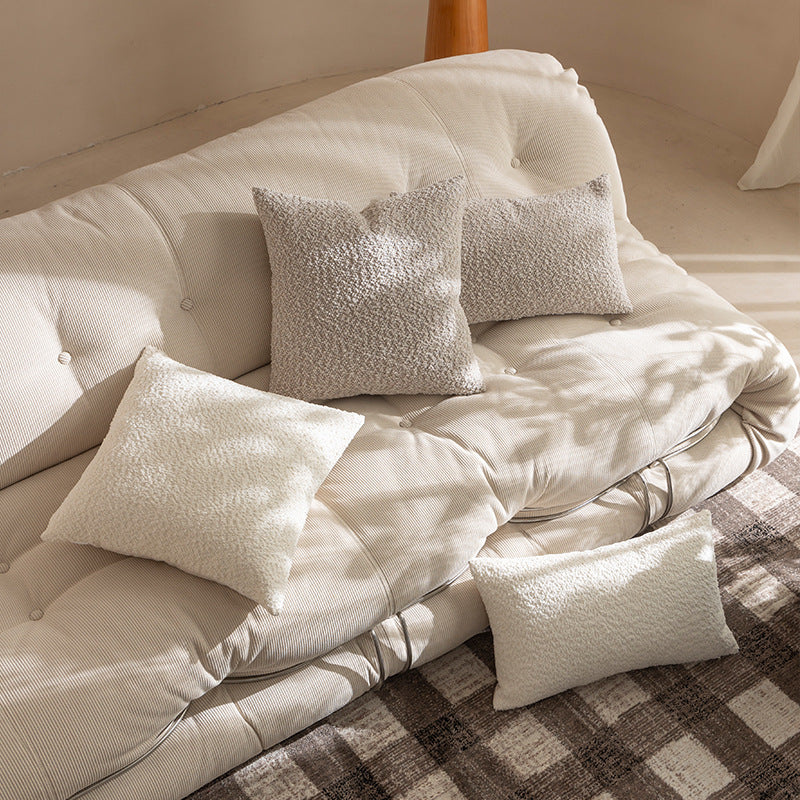 Rectangular Boucle Lumbar Pillow with Textured Teddy Surface Stornfield