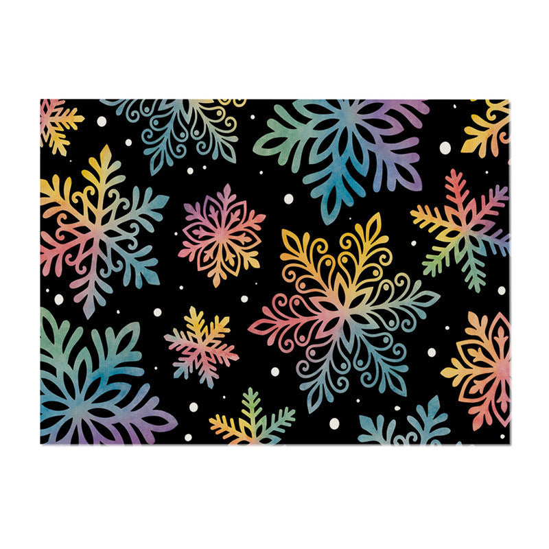 Festive Merry Christmas Pine Forest Cotton-Linen Wall Tapestry with Star and Snowflake Motif