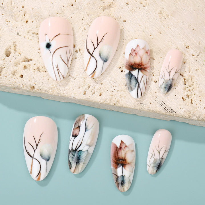 Artificial nail set with floral and artistic motifs Stornfield