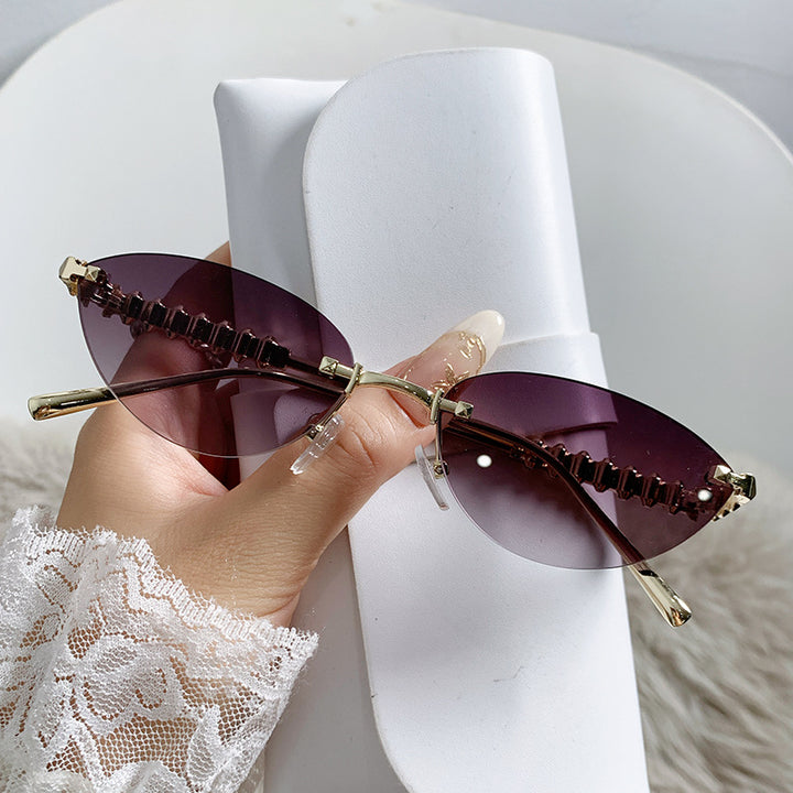 Fashionable Cat-Eye Sunglasses with Decorative Frame