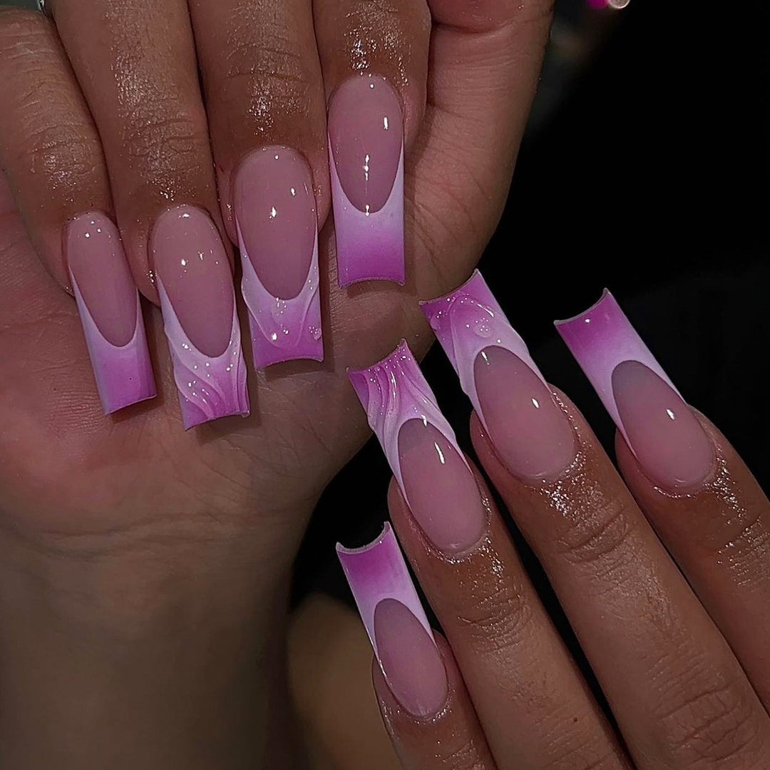 Elegant and artistic nail extensions with floral ombre design Stornfield