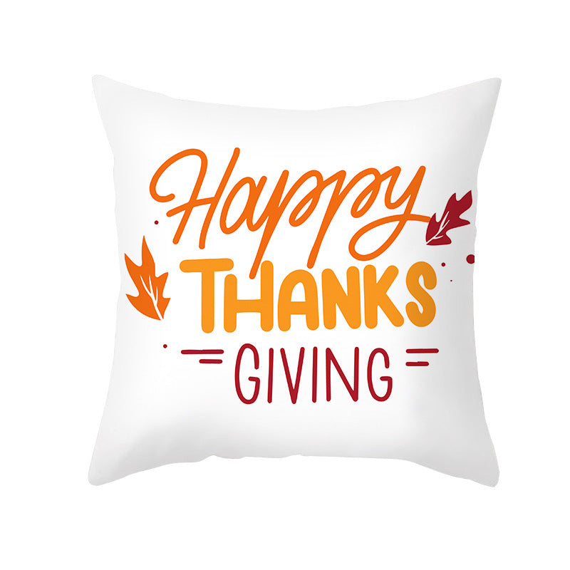 Square Removable Linen-Blend Thanksgiving Pumpkin Watercolor Throw Pillow Cover