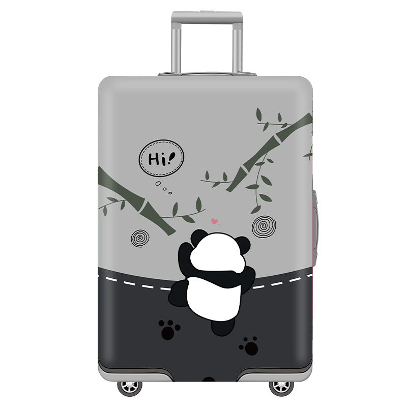 Unisex nan elastic motif suitcase cover made of stretchable polyester with handle and wheel openings Stornfield