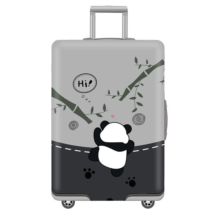 Unisex nan elastic motif suitcase cover made of stretchable polyester with handle and wheel openings Stornfield