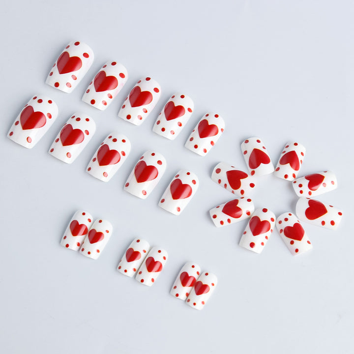 Heart-Embellished Press-On Nail Art Set Stornfield
