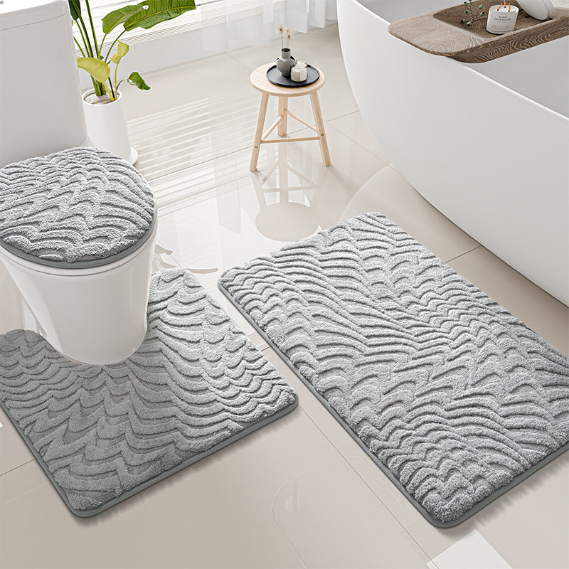 Wave Pattern Bath Mat Set