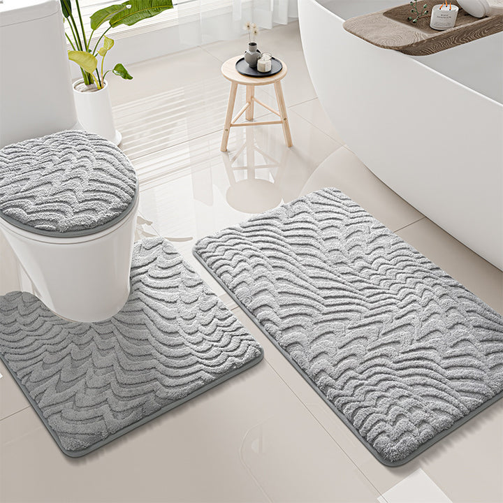 Wave Pattern Bath Mat Set