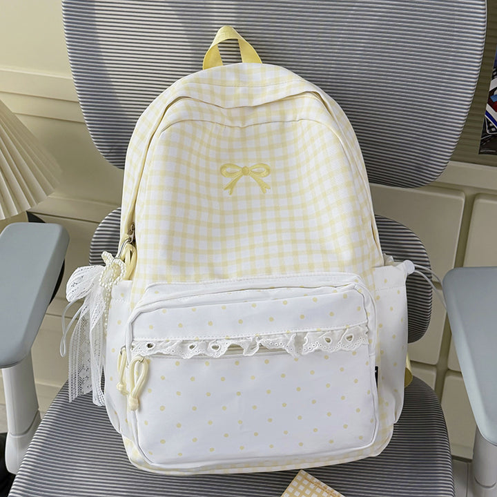 Playful Gingham Print School Backpack Stornfield