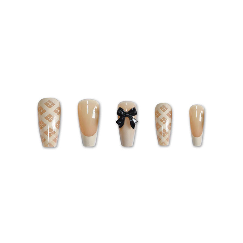 Stylish Press-On Nail Set with Decorative 3D Bow Accents Stornfield