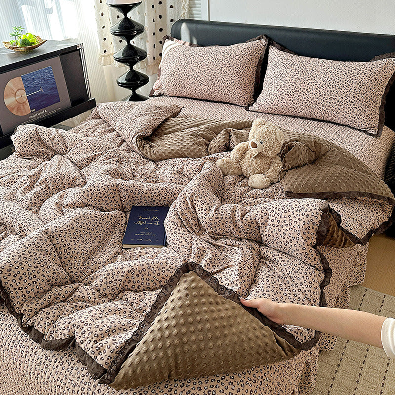 Plush Minky Dot Quilted Comforter Set