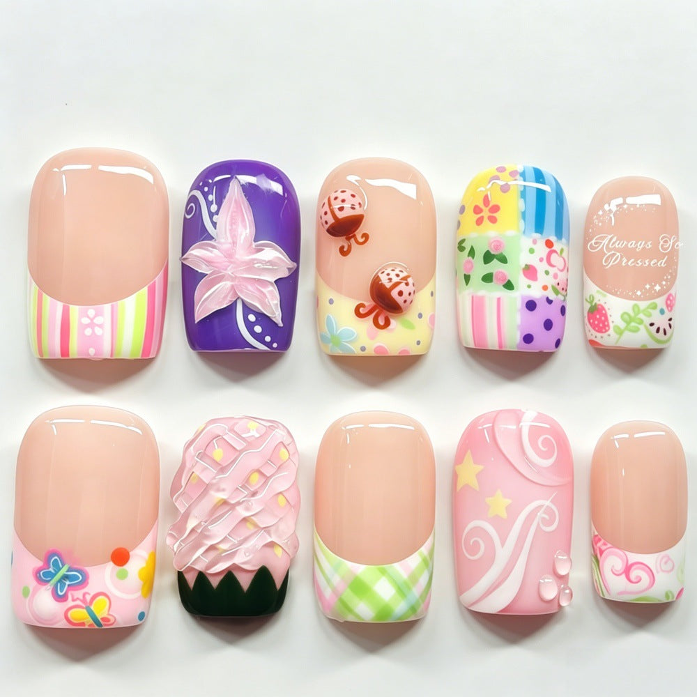 Creative artificial nails with floral and summer motifs Stornfield